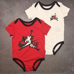 Air Jordan Baby Bodysuits 12M | Red & White Jumpman Onesies | 2 Piece